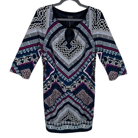 Laundry By Shelli Segal Multicolor Patterned 3/4 Sleeve Stretch Lined Dress Sz S - Picture 1 of 6